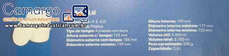 Molde para inje��o de balde 3,6 L