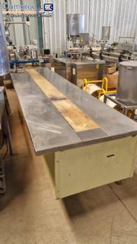 Esteira transportadora em inox com mesa de apoio